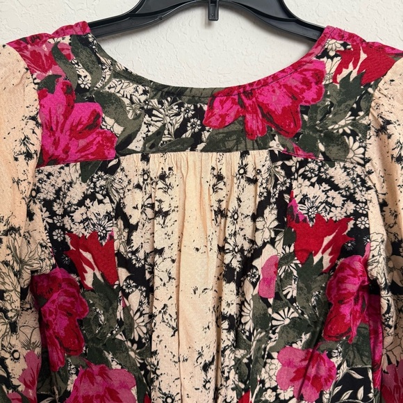 Free People Mikayla Floral Tunic Top Sz S Boho Chic Bloomcore Festival Feminine - Picture 8 of 11